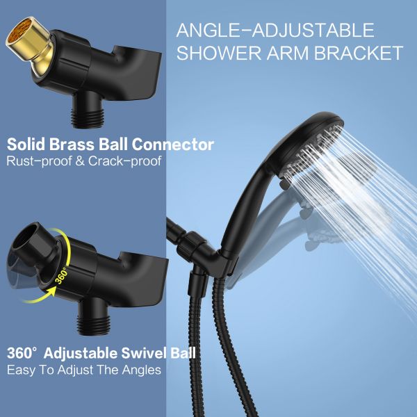 High Pressure Handheld Shower Head, JDO 6 Spray Settings Shower Head with Handheld, 4.3