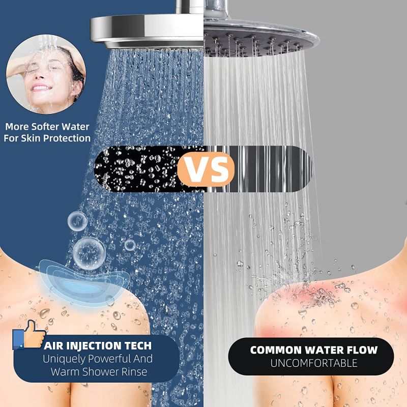 JDO Shower Head High Pressure 7 Inch Rainfall Fixed Showerheads Adjustable Bathroom High Flow Showerhead Premium Chrome Shower Head Replacement Tool-free 1-Min Installation For Luxury Shower